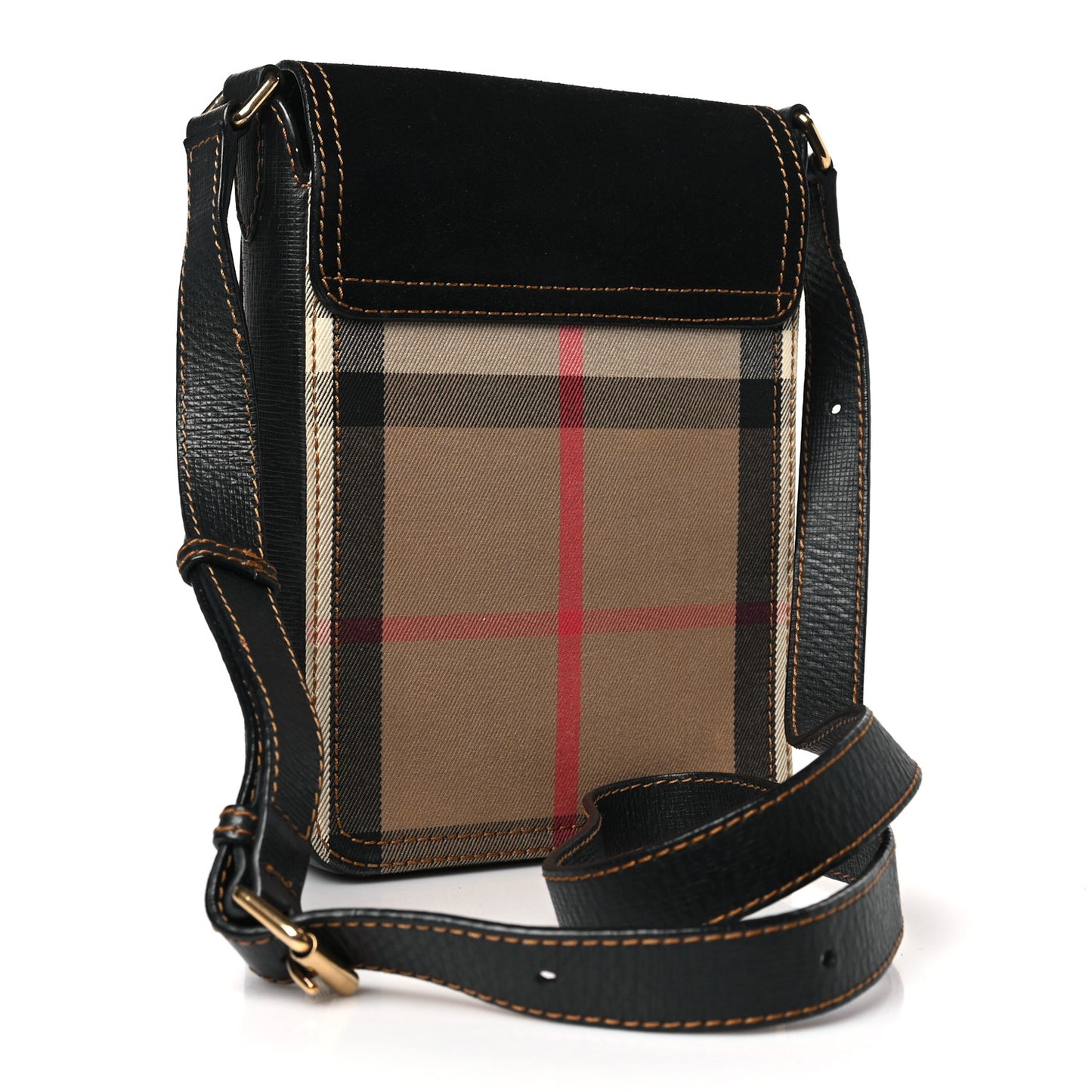 House Check English Suede Small Satchel Black