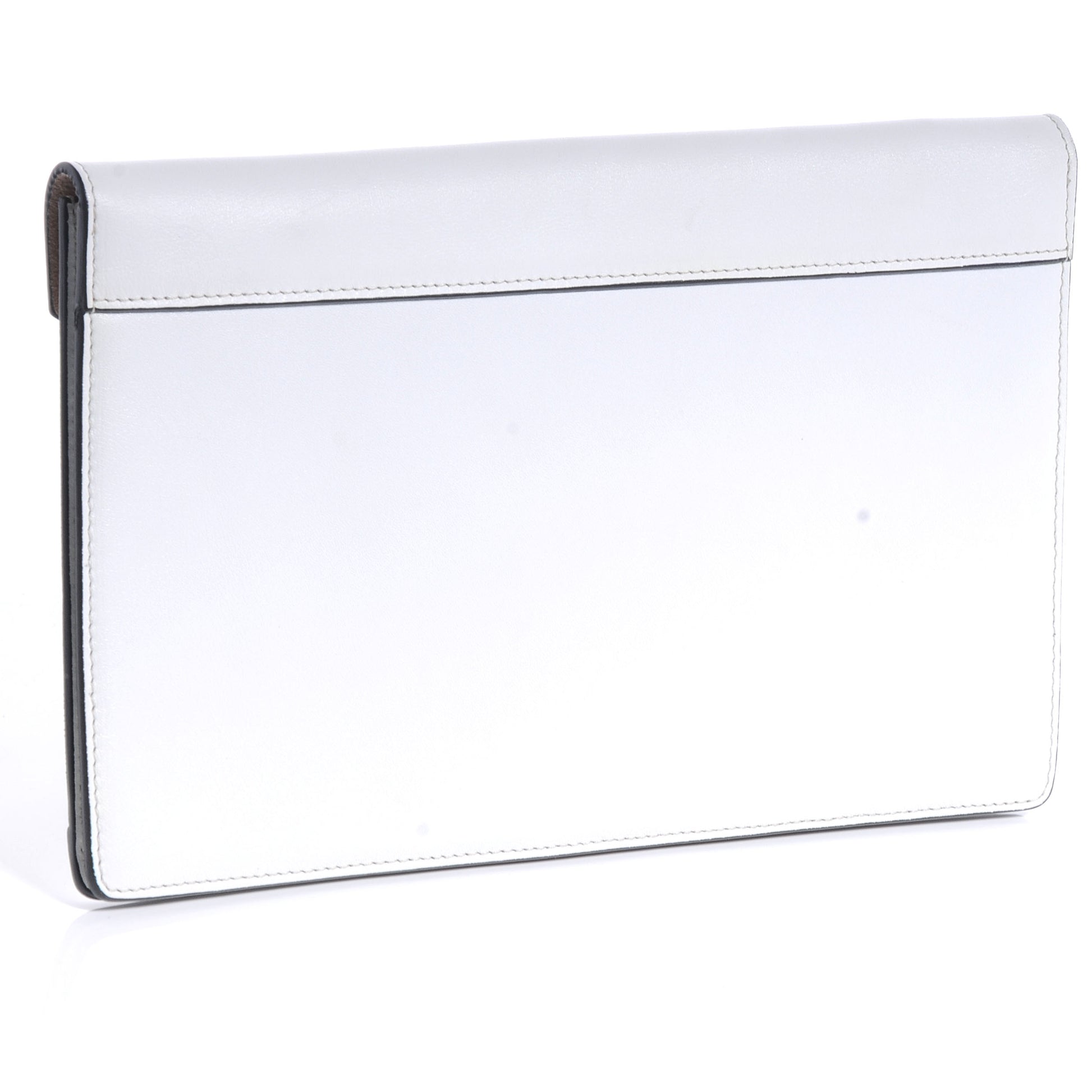 Celine Leather Suede Diamond Clutch White Beige 3 of 8