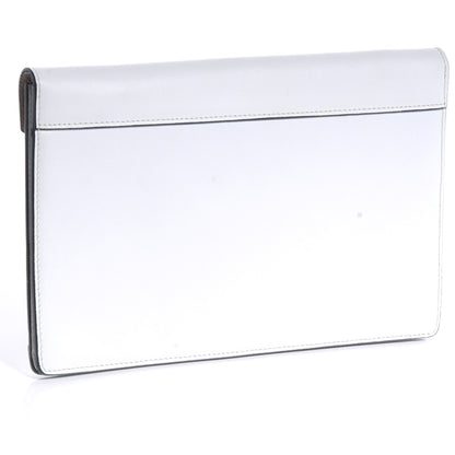 Celine Leather Suede Diamond Clutch White Beige 3 of 8