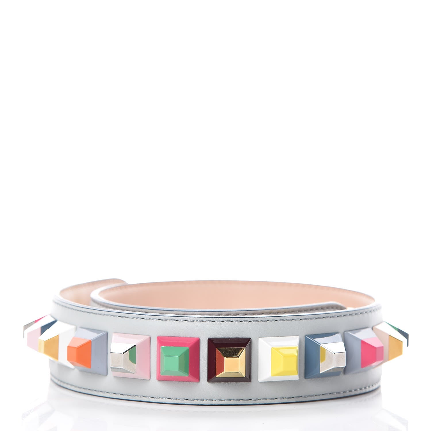Fendi Vitello Dolce Plexiglass Bi-Color Studded Strap You Grigio Perla Plaster Multicolor 2 of 6