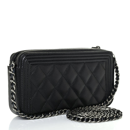 Chanel Caviar Quilted Small Boy Clutch With Chain Black 2 of 4