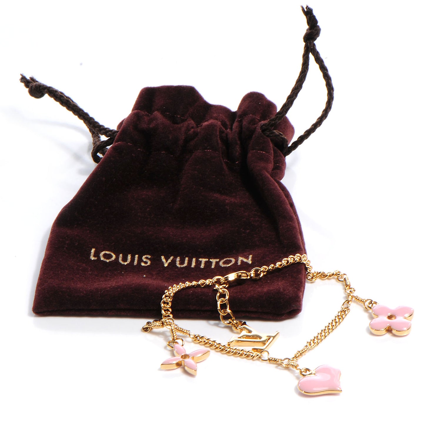 Sweet Monogram Charm Bracelet Gold Pink