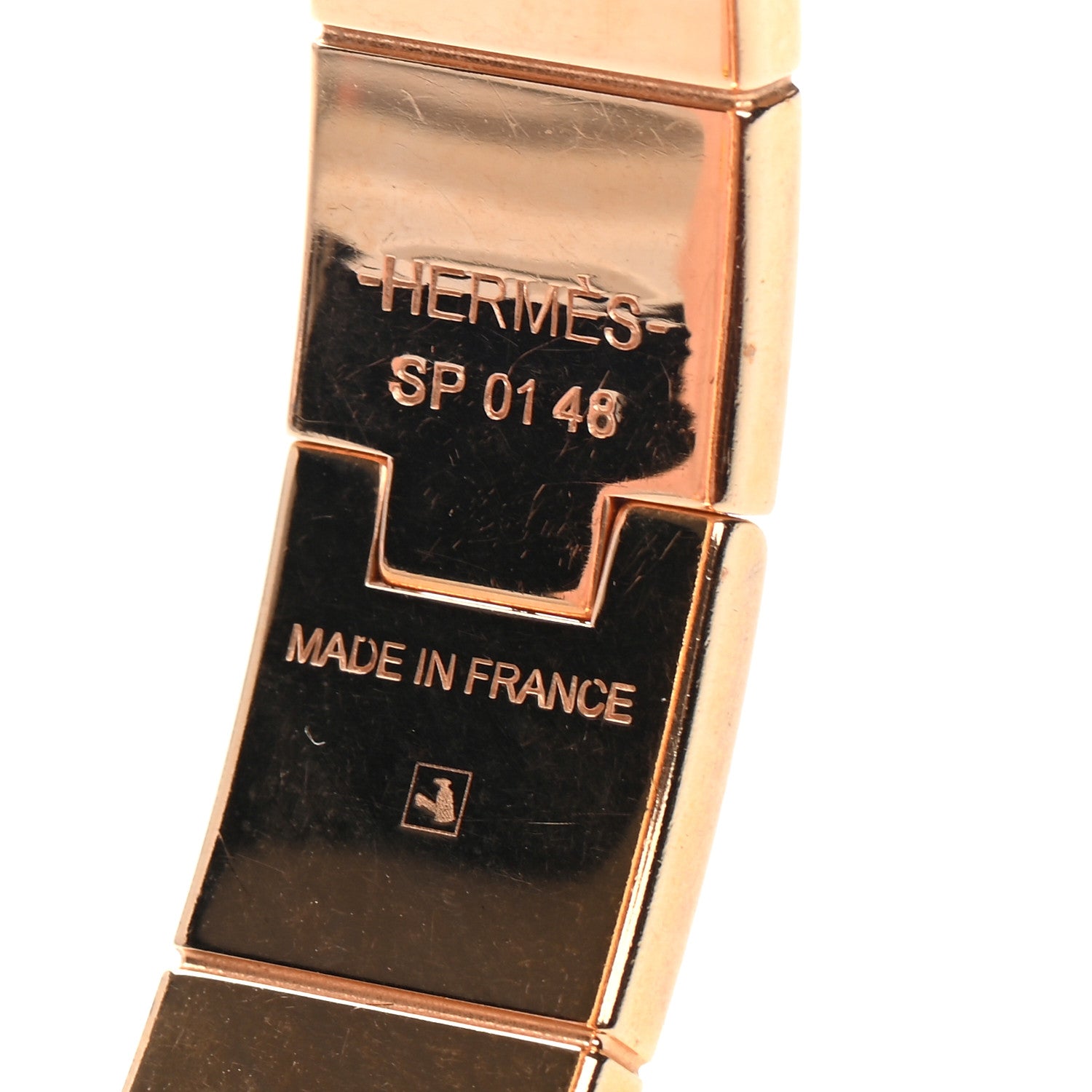 Hermes Enamel Charniere Uni Narrow Hinged Bracelet S Marron Glace 4 of 4