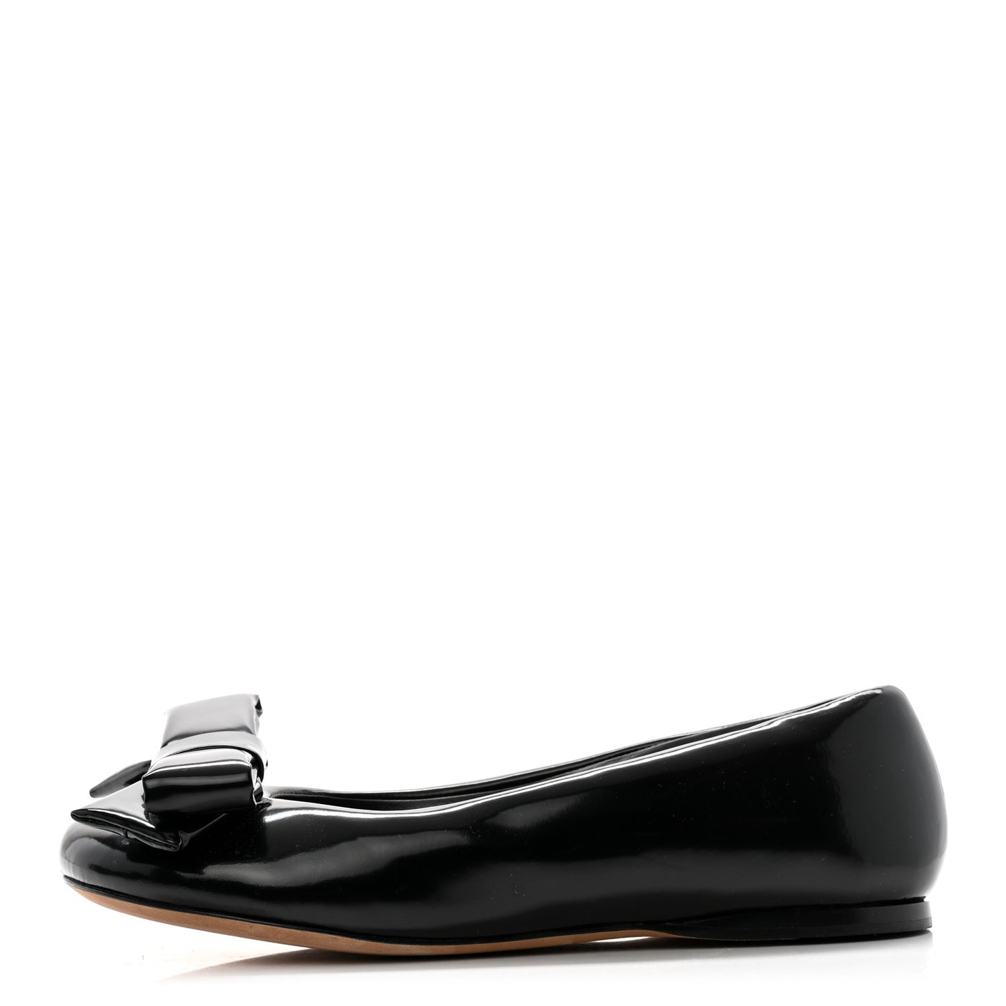 Puffy Lambskin Padded Bow Ballerina Flats 39 Black