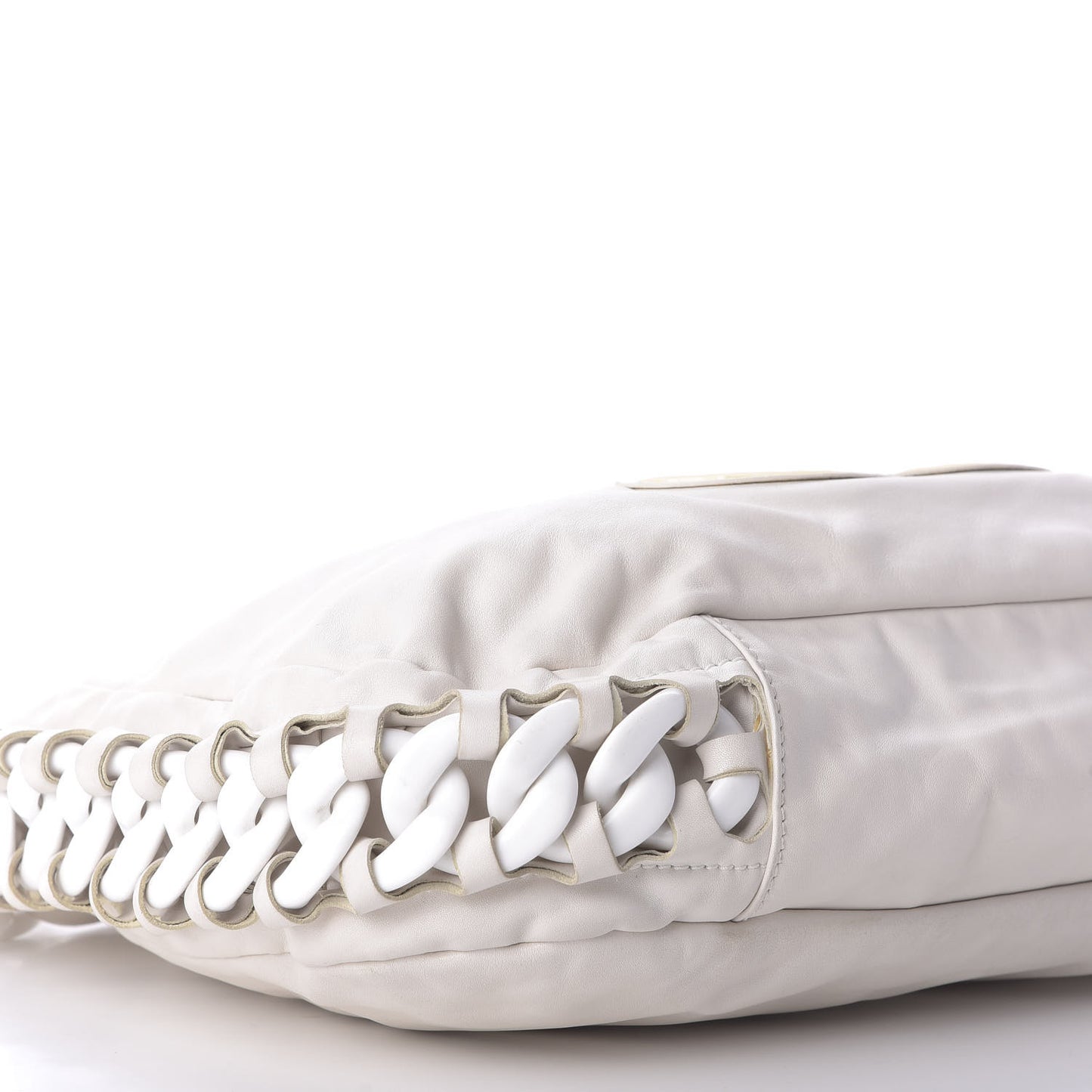 Calfskin Modern Chain Rhodoid Hobo White