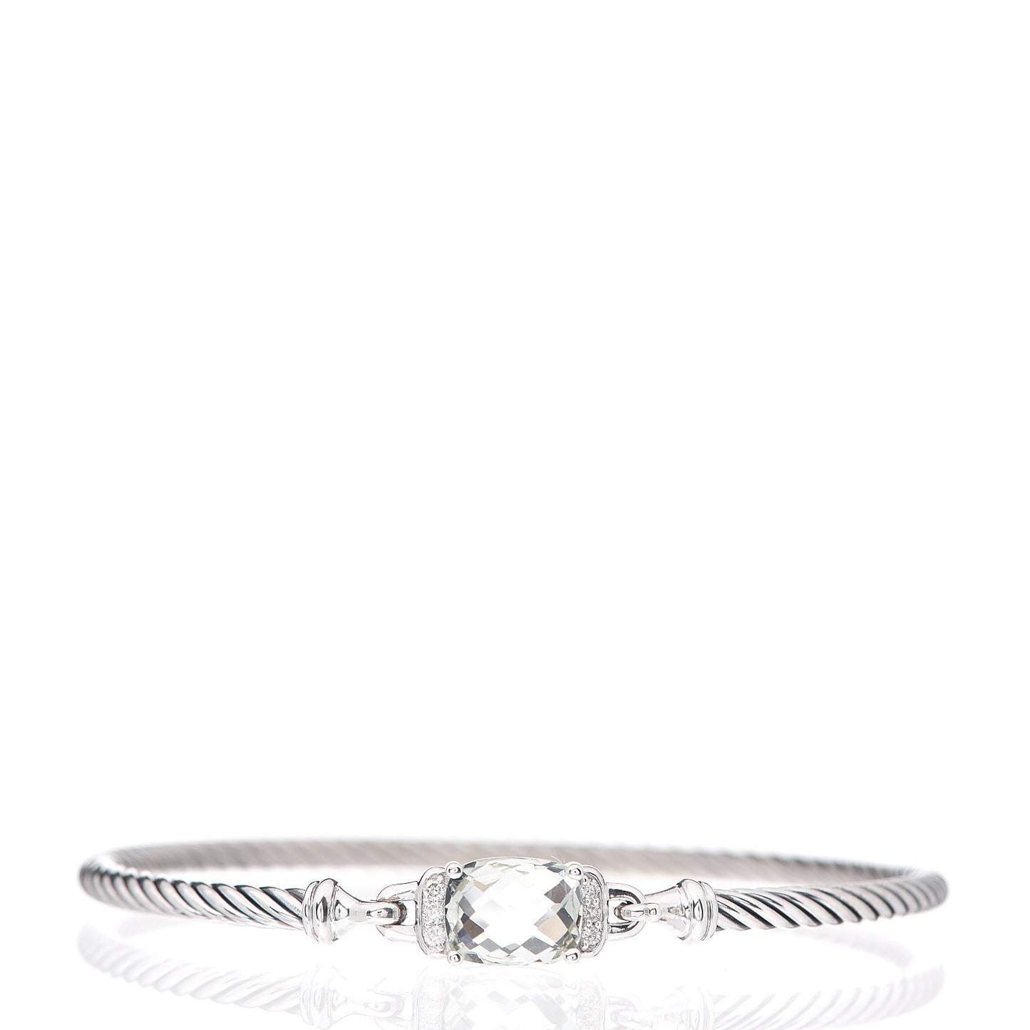 Sterling Silver Diamond Prasiolite 3mm Petite Wheaton Bracelet