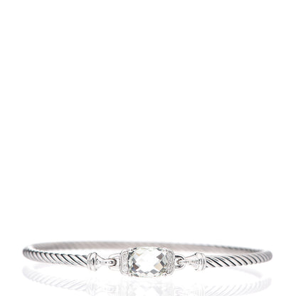 David Yurman Sterling Silver Diamond Prasiolite 3mm Petite Wheaton Bracelet 1 of 3