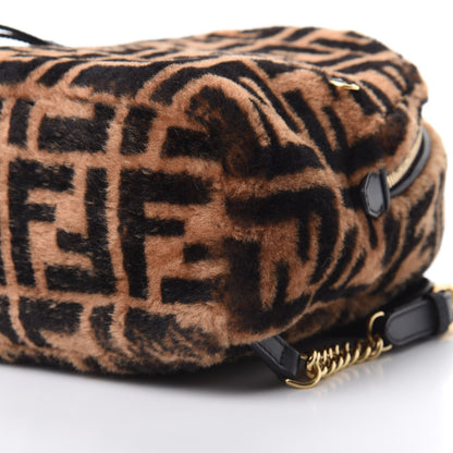 Fendi Shearling Macro FF 1974 Mini Backpack Tobacco Black 9 of 9