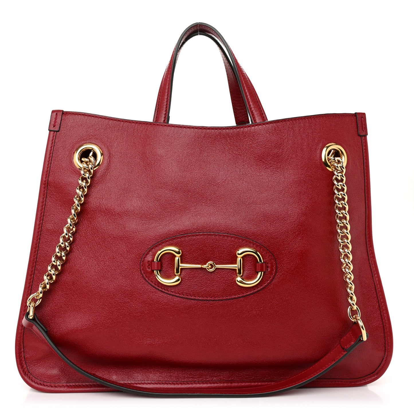 Patent Calfskin Medium Horsebit 1955 Tote Bag New Cherry Red