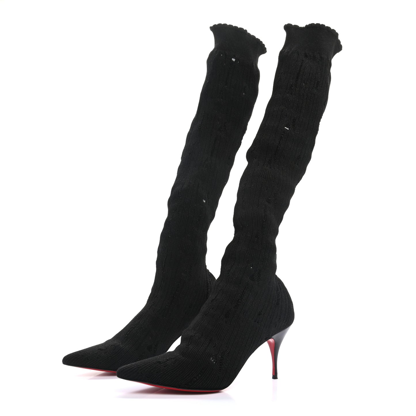 Tricot Lurex Sandrine 80 Sock Knee Boots 38.5 Black