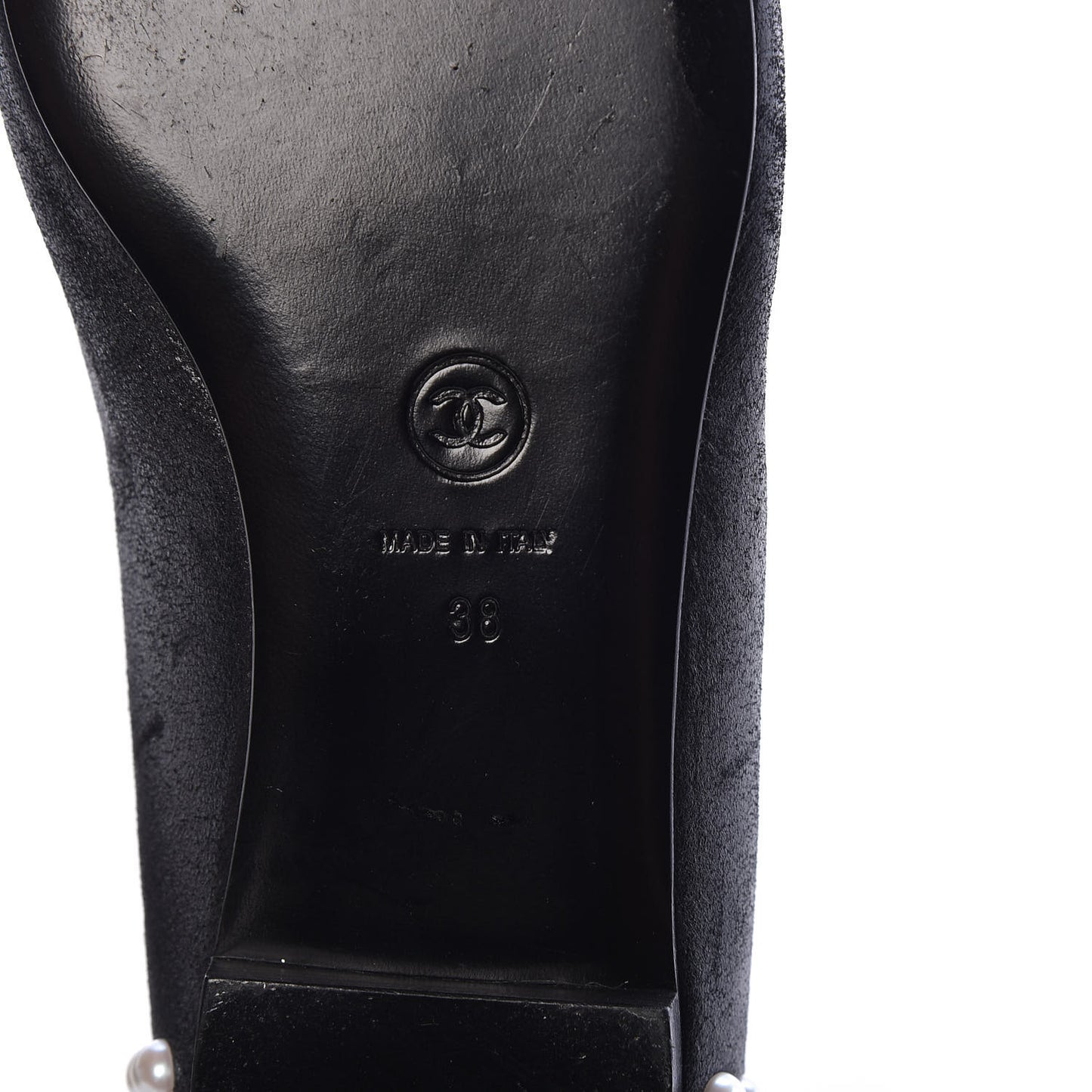 Iridescent Lambskin Pearl Ballerina Flats 38 Black