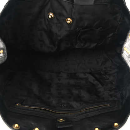 Gucci Calfskin Suede Fringe Large Babouska Tote Black 5 of 10
