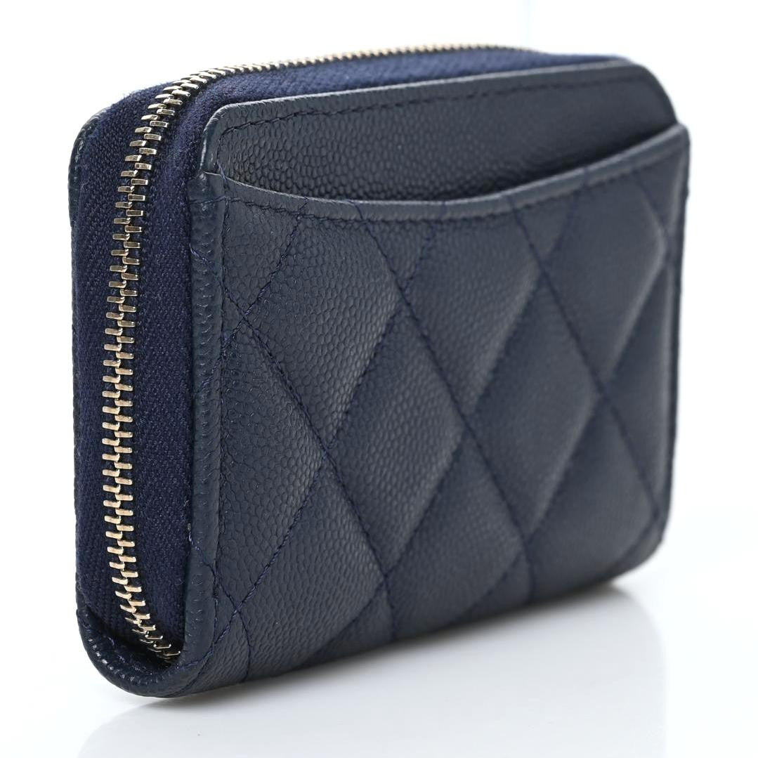 Chanel Caviar Quilted Zip Card Holder Navy 3 of 8