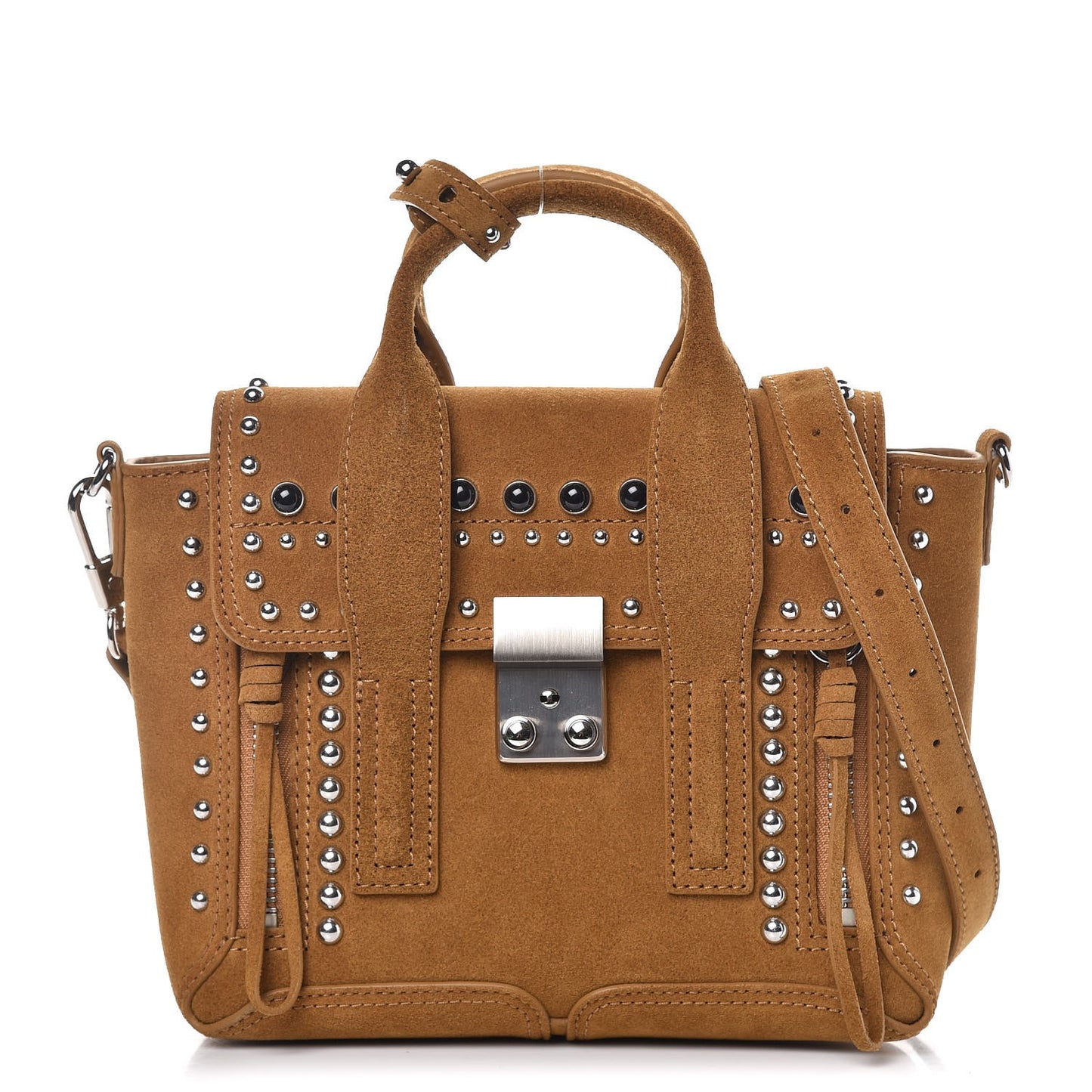 3.1 Suede Studded Mini Pashli Satchel Dark Mustard