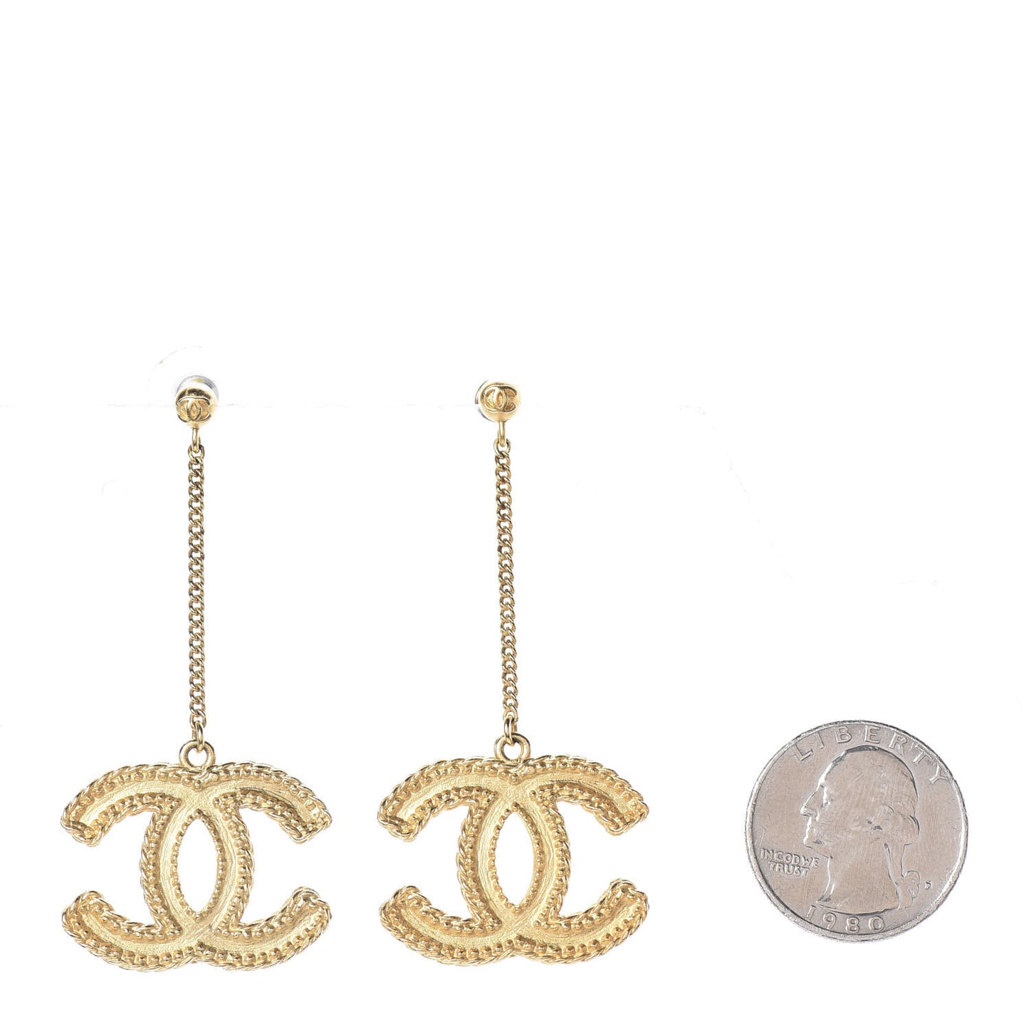 CC Drop Earrings Matte Gold