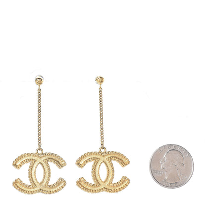 Chanel CC Drop Earrings Matte Gold 2 of 4