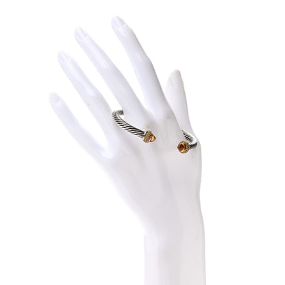 David Yurman Sterling Silver 18K Yellow Gold Citrine Yellow Sapphire 5mm Candy Cable Bracelet 2 of 5