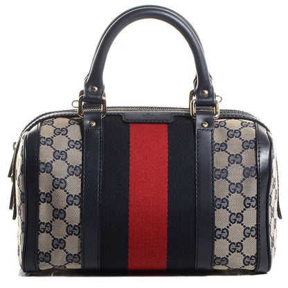 Gucci Monogram Vintage Web Small Boston Navy 1 of 7