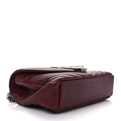 Saint Laurent Sheepskin Matelasse Chevron Monogram Medium College Bag Rouge Legion 4 of 12