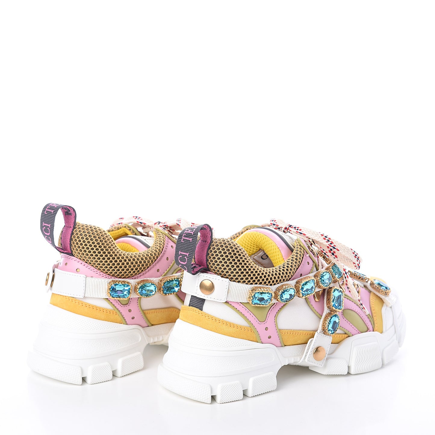 X SEGA Nylon Calfskin Suede Removable Crystals Flashtrek Sneakers 36.5 Great White Crop Soft Pink