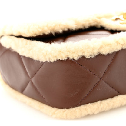 Chanel Shearling Lambskin Quilted Furry Coco Flap Beige Dark Brown 16 of 21