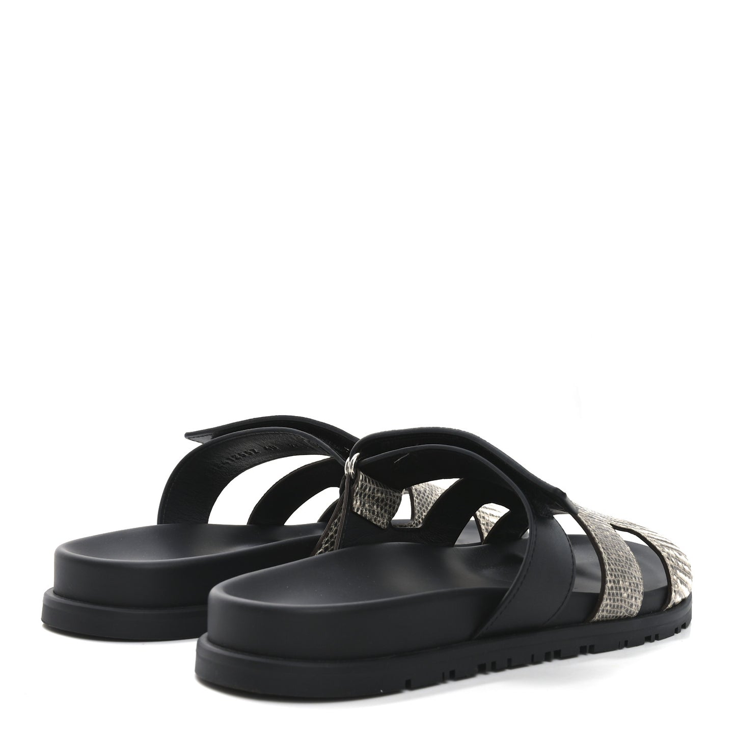 Lizard Calfskin Womens Chypre Sandals 40 Ombre Black