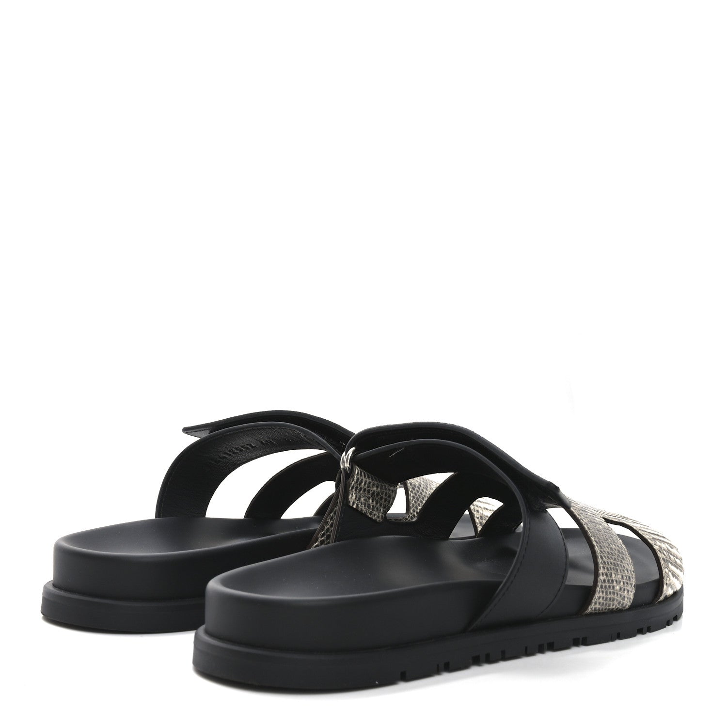 Hermes Lizard Calfskin Womens Chypre Sandals 40 Ombre Black 5 of 8