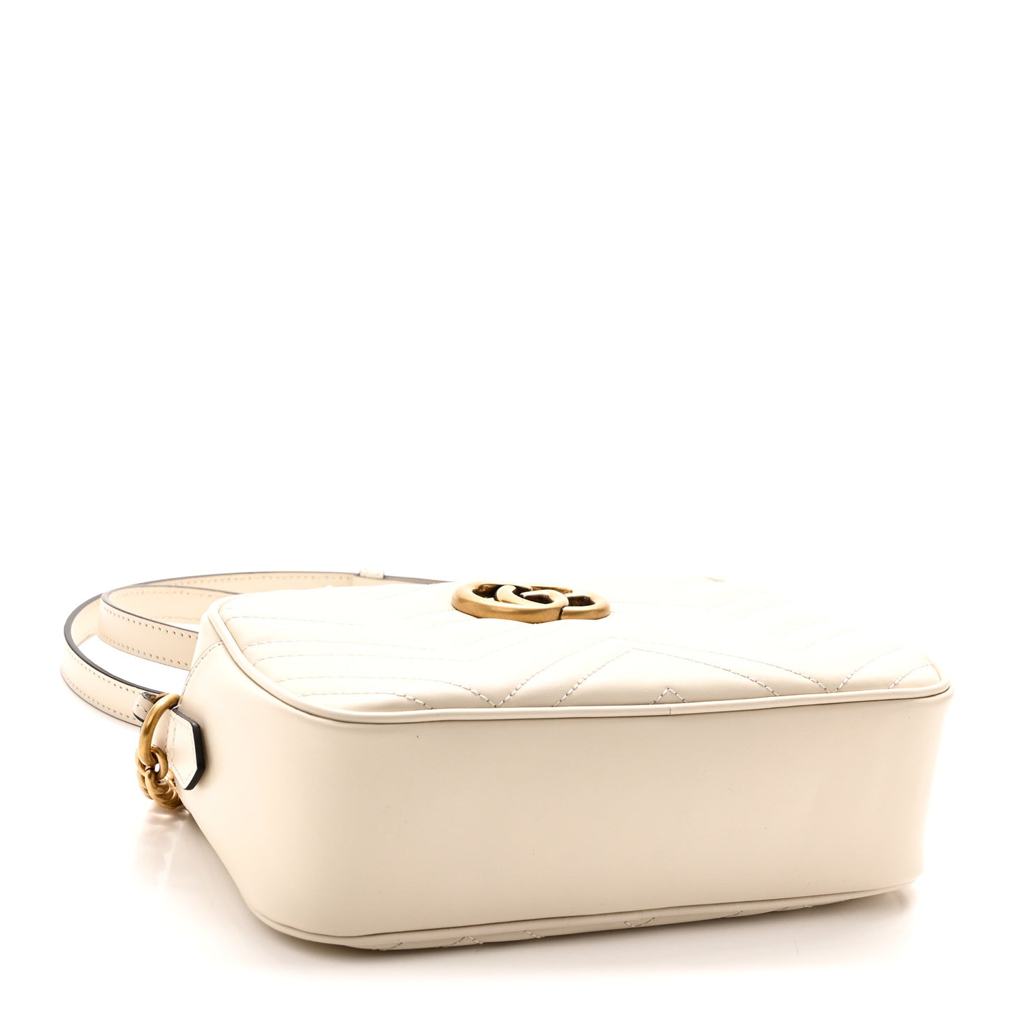 Calfskin Matelasse Small GG Marmont Chain Shoulder Bag White