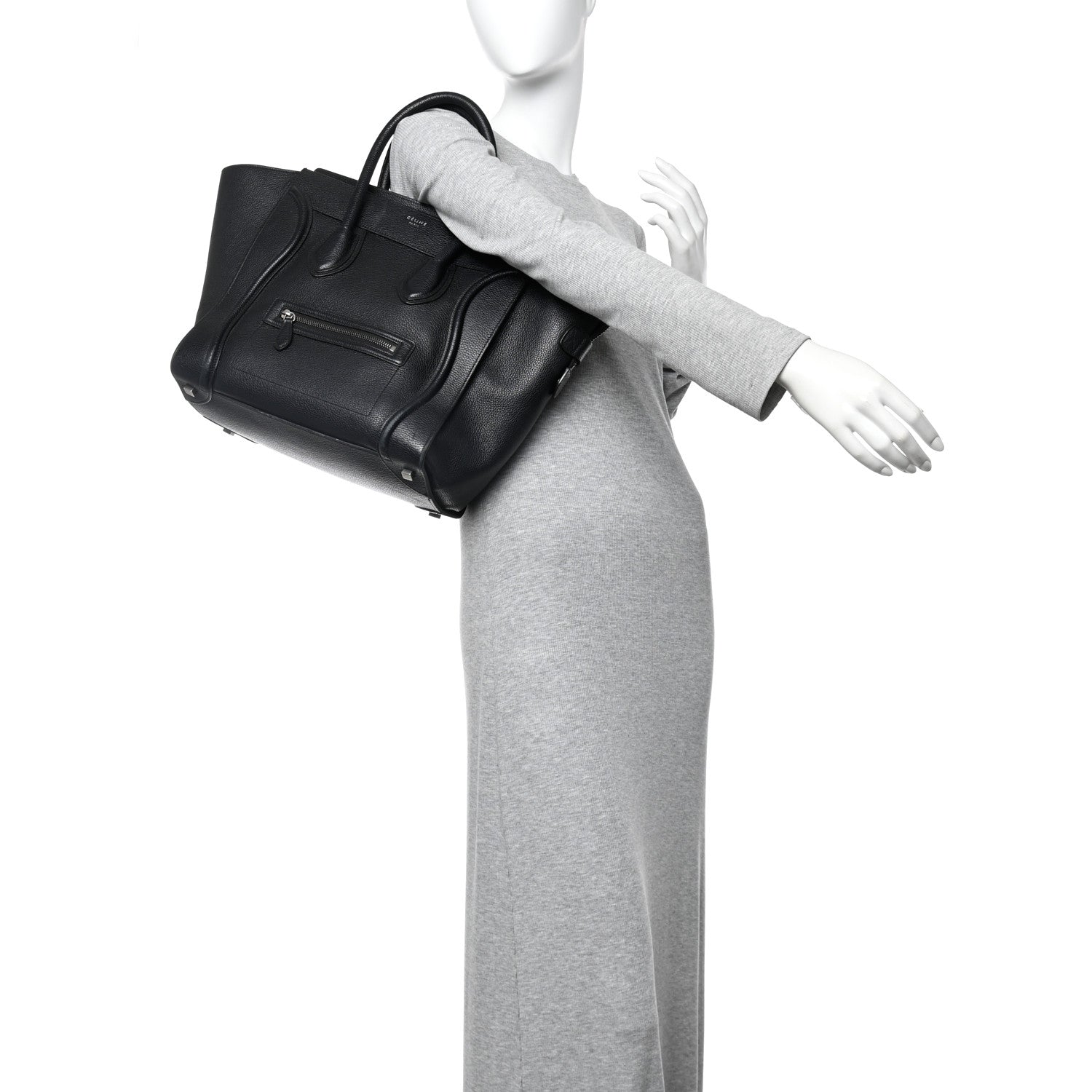 Celine Drummed Calfskin Mini Luggage Black 2 of 17