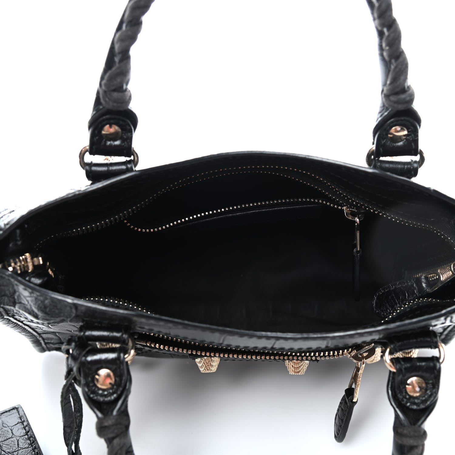 Balenciaga Calfskin Crocodile Embossed Giant 12 Gold Hardware Mini City Black 4 of 4