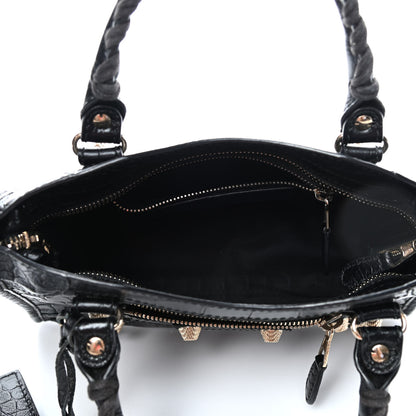 Balenciaga Calfskin Crocodile Embossed Giant 12 Gold Hardware Mini City Black 4 of 4