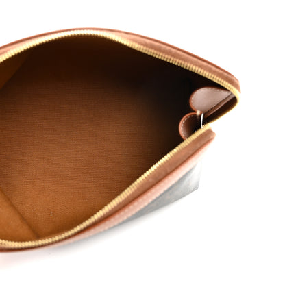 Celine Triomphe Canvas Calfskin Small Cosmetic Pouch Tan 5 of 8