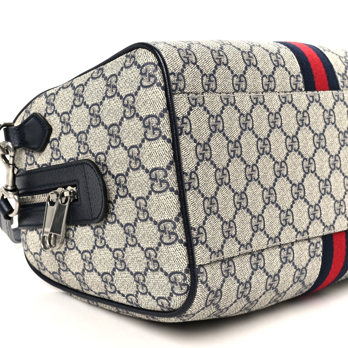 GG Supreme Monogram Web Medium Ophidia Top Handle Bag Beige Blue