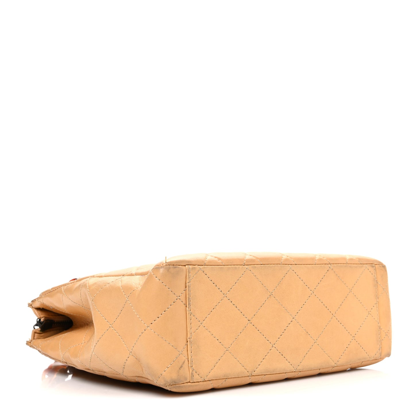 Lambskin Quilted Diamond CC Bekko Chain Shoulder Bag Beige