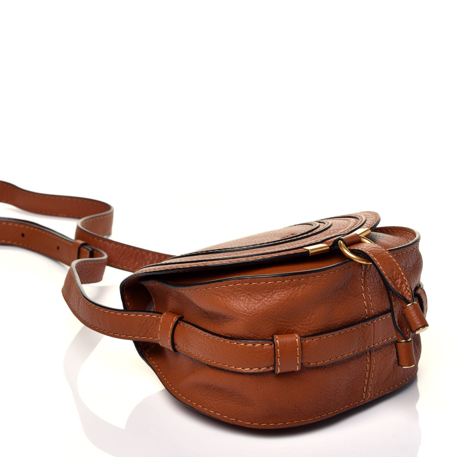 Chloe Calfskin Mini Marcie Round Crossbody Bag Tan 4 of 10