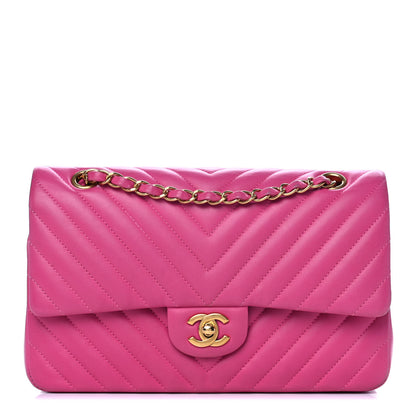 Chanel Lambskin Chevron Quilted Medium Double Flap Pink 1 of 17