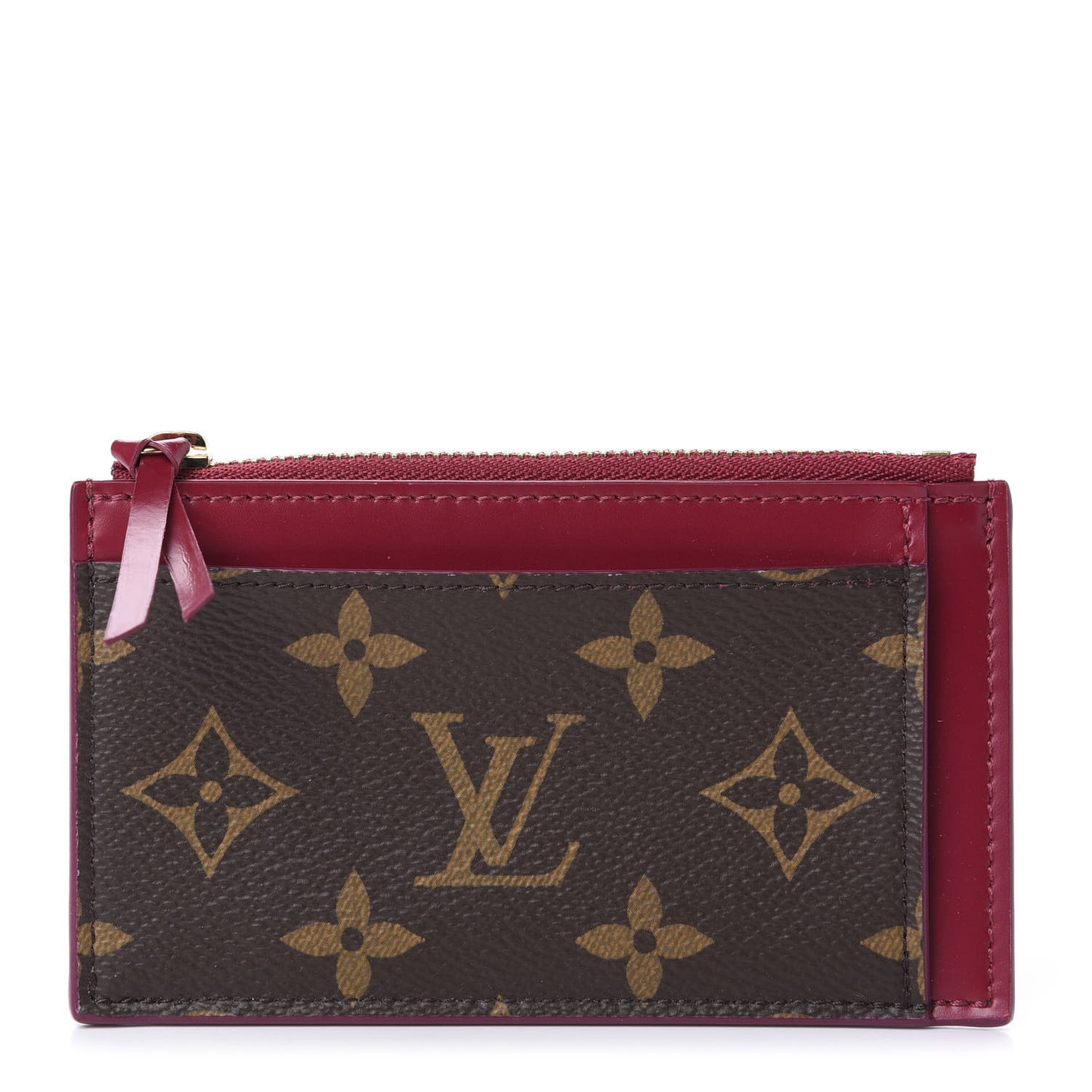 Monogram Zipped Card Holder Fuchsia