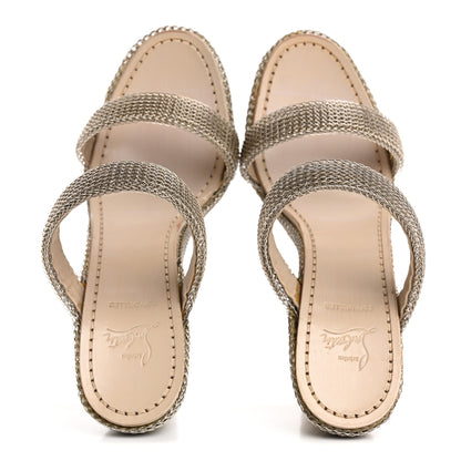 Christian Louboutin Rope Chain Cadena 140 Platform Wedge Sandals 38 Silver Grezzo 2 of 13