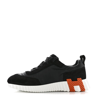 Hermes Parachute Fabric Suede Goatskin Bouncing Sneakers 38 Black 1 of 8