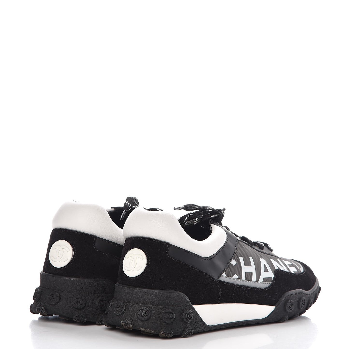 Nylon Calfskin Suede CC Sneakers 40 Grey Black White