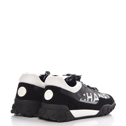 Chanel Nylon Calfskin Suede CC Sneakers 40 Grey Black White 16 of 24