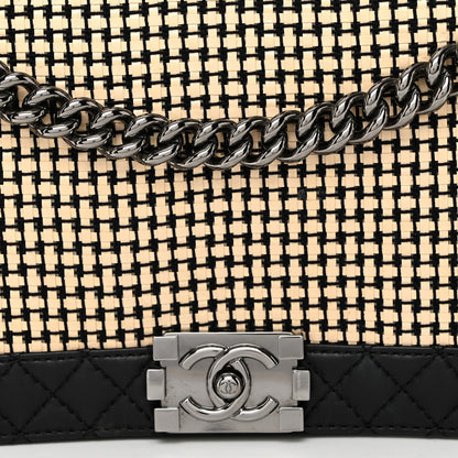 Chanel Calfskin Woven Medium Boy Reverso Flap Black 8 of 11