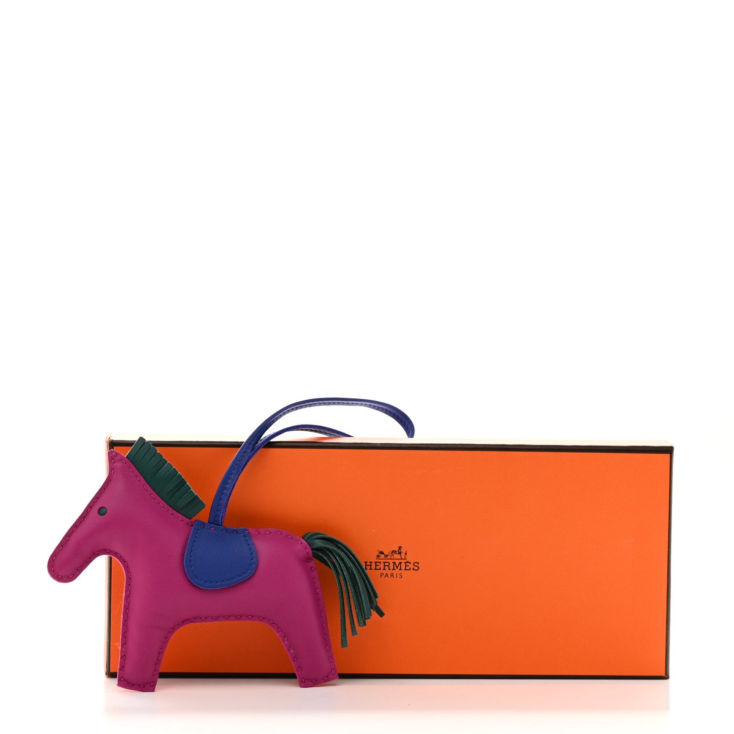 Milo Lambskin Grigri Rodeo Horse Bag Charm GM Anemone Bleu Izmir Fauve