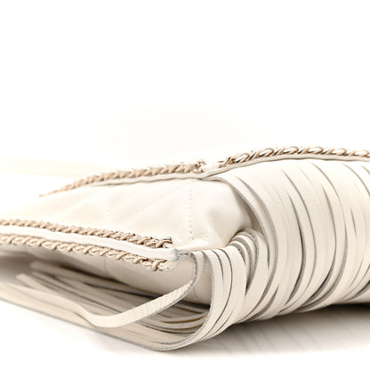 Chanel Calfskin Quilted Fringe Small Shopping Bag White 9 of 10