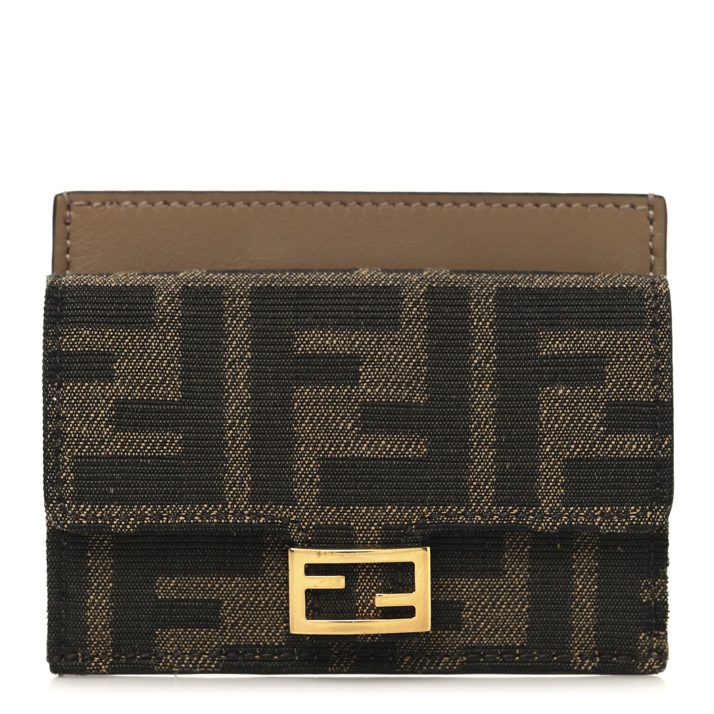 Fabric Jacquard FF 1974 Fold Over Card Holder Wallet Tobacco Moro
