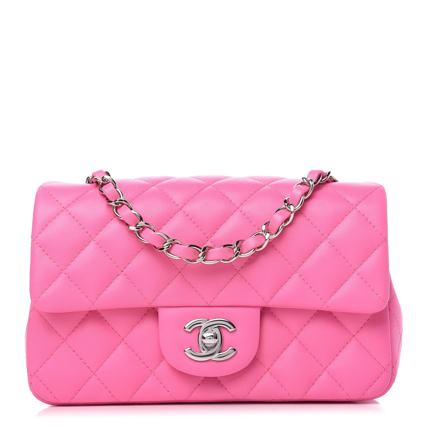 Chanel Lambskin Quilted Mini Rectangular Flap Pink 1 of 11
