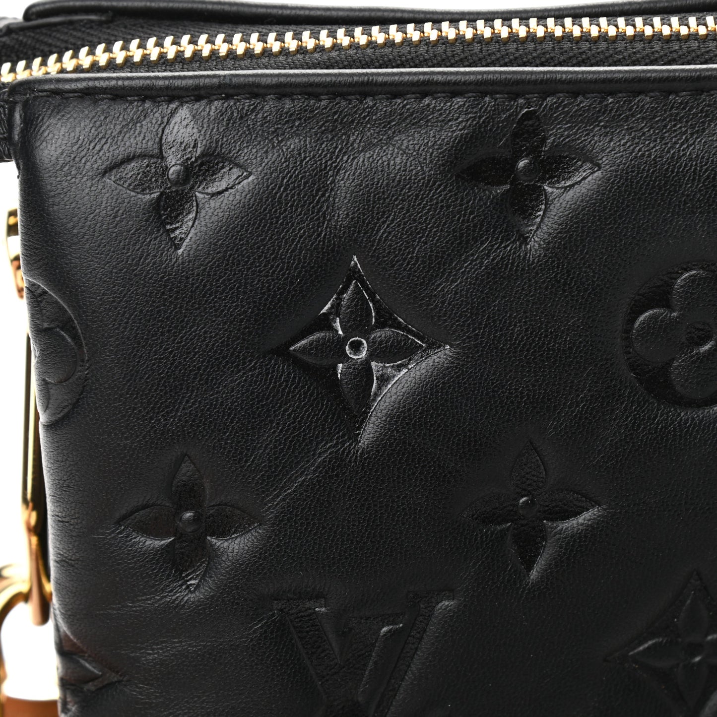 Lambskin Embossed Monogram Coussin PM Black