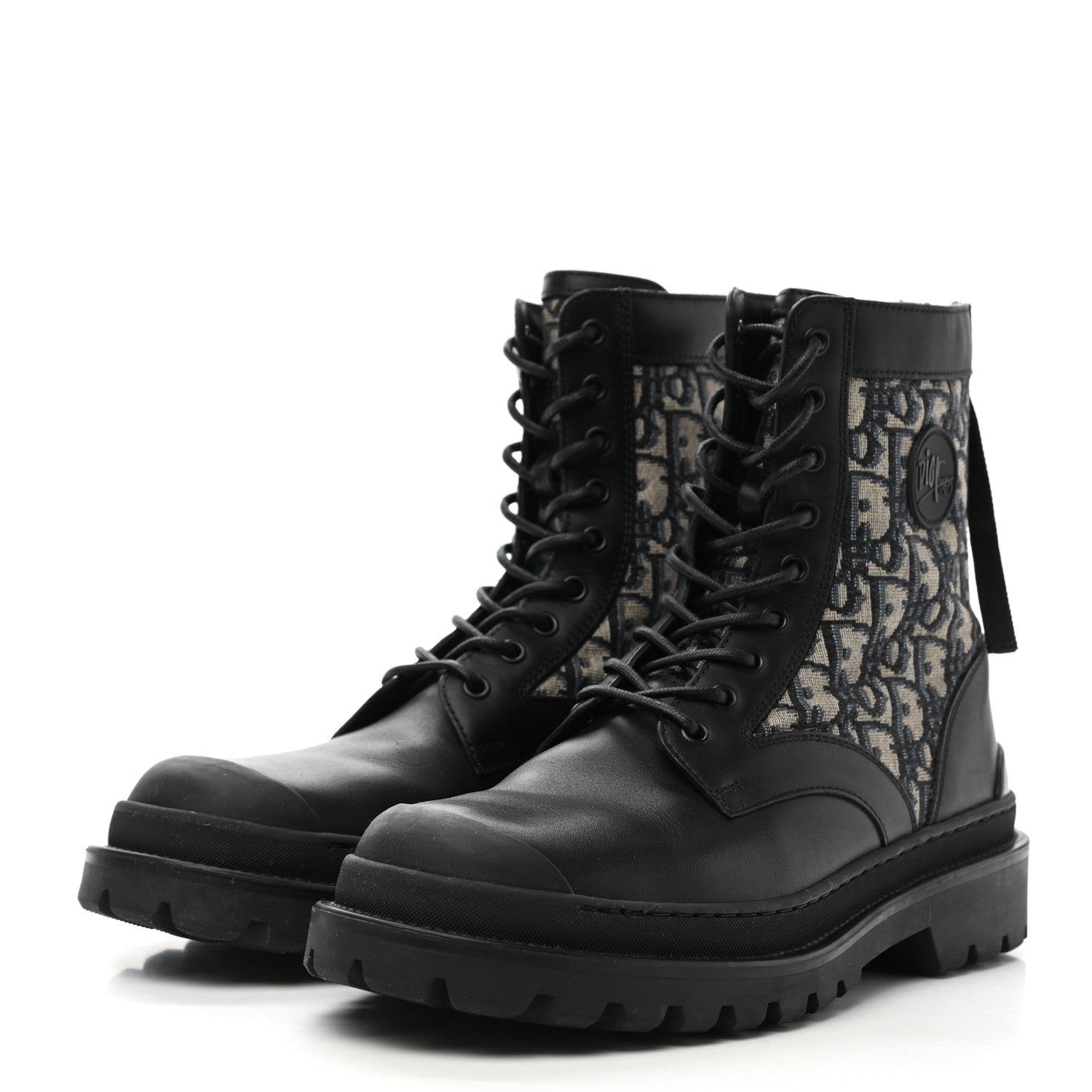 Christian Dior Calfskin Oblique Mens Explorer Ankle Boots 41 Black Blue 3 of 12