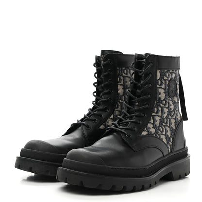 Christian Dior Calfskin Oblique Mens Explorer Ankle Boots 41 Black Blue 3 of 12
