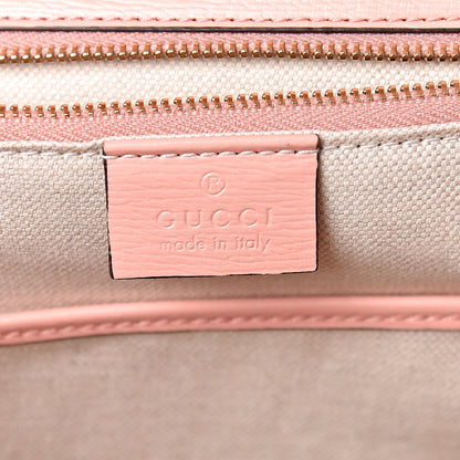 Gucci Shangai Calfskin Tian Print Small Classic Bamboo Top Handle Bag Pink Apricot Multicolor 6 of 9
